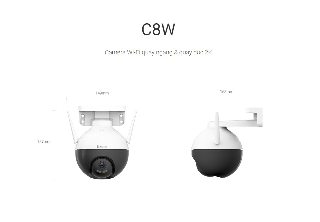 Camera Wi-Fi AI Ezviz C8W 4MP 2K quay quét ngoài trời